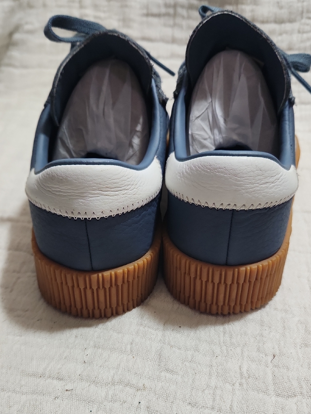adidas Samba Platform Sneakers in Navy Blue and White with Gum Sole - Picture 4 of 6